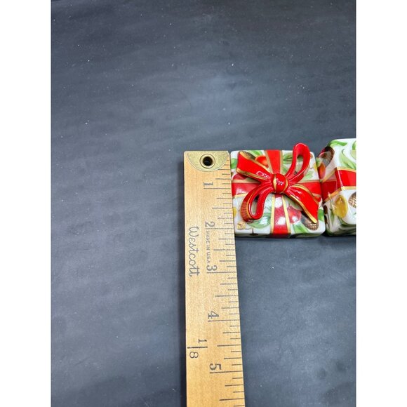 Tiffany & Co Holiday Trinket Box 2"x2" Ceramic With Red Bow & Fruit Design - Picture 11 of 11